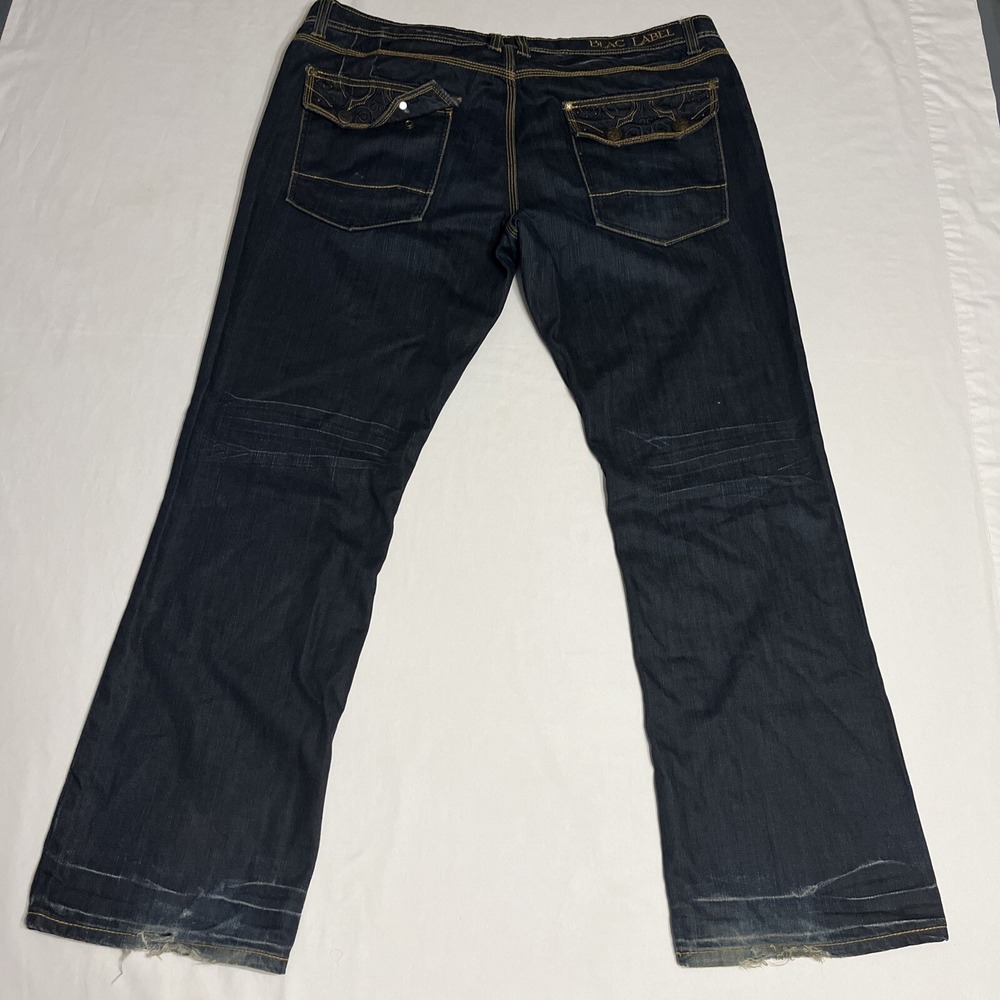 Y2K Blac Label Jeans Men's 44 Blue Baggy Wide Leg Flap Pockets Distressed Grunge
